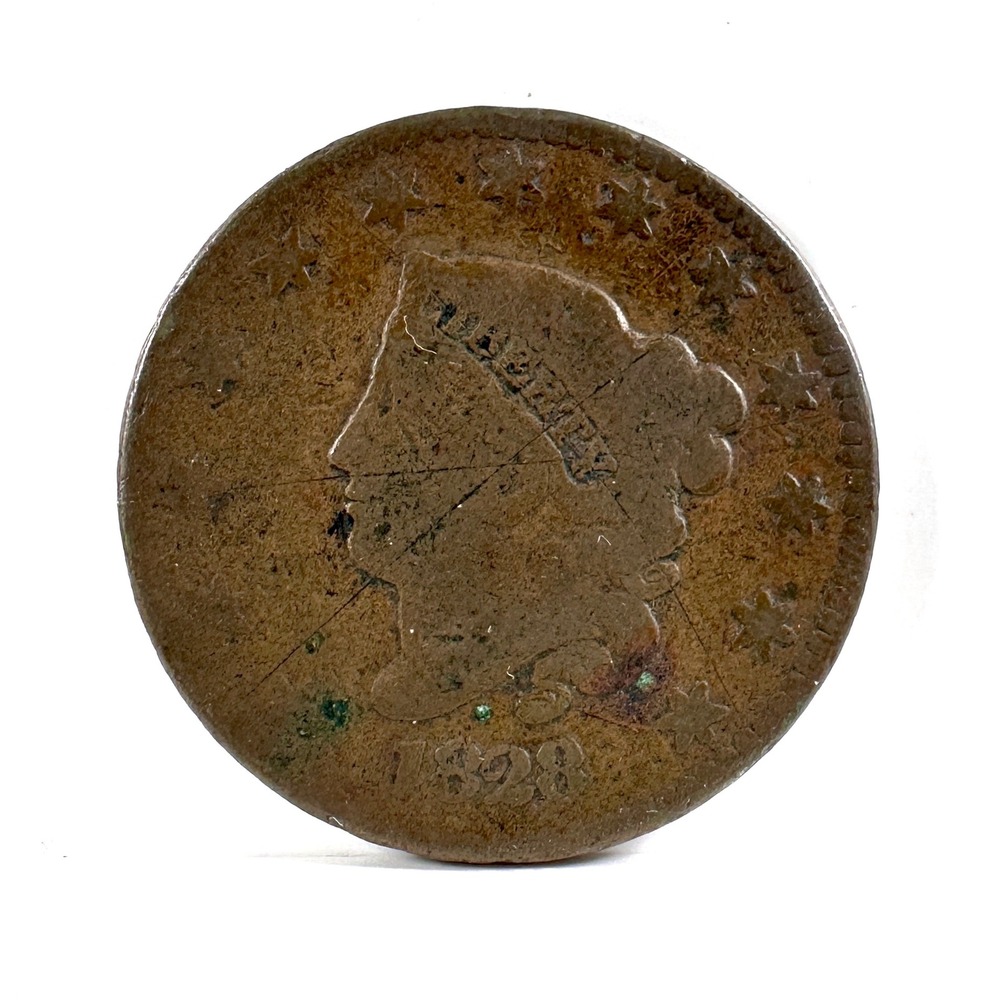 US Mint 1828 Matron Head Large Date One Cent Brown Fair Condition Copper Coin‎
